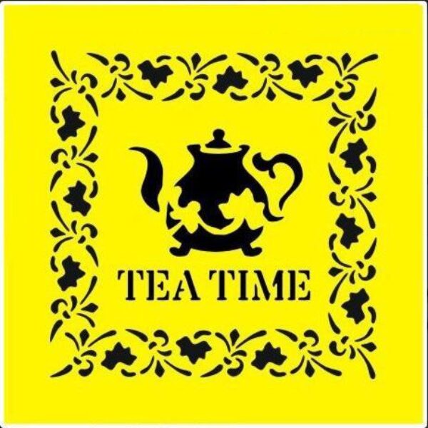 Sablon-Stencil Tea time 16x16cm-gtatarakis.com
