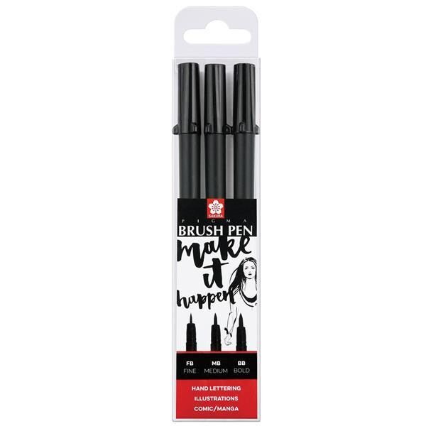 Pigma brush pen black SAKURA 3buc - 38853
