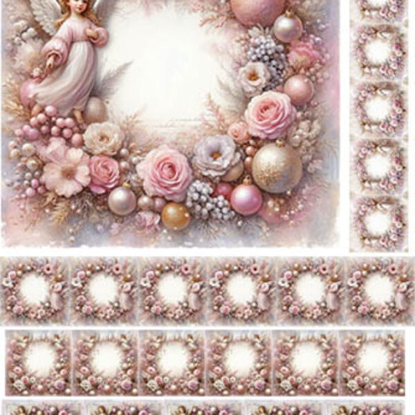 Hartie de orez decupaj Coroană de Crăciun 3700364. A3-30x42cm. 38-40g. Aplicare cu adeziv soft decupaj Maxi Decor.