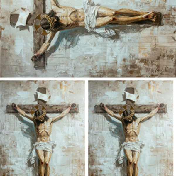 Hartie de orez decupaj Iisus Hristos răstignit, A3-30x42cm,  38-40g. Aplicare cu adeziv soft decupaj Maxi Decor. 