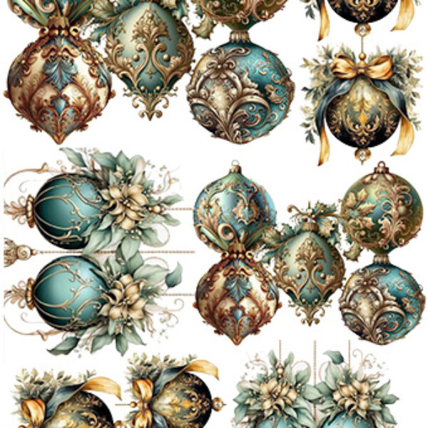 Hartie de orez decupaj globuri de Craciun 3700391. A3-30x42cm, 38-40g. Aplicare cu adeziv soft decupaj Maxi Decor.