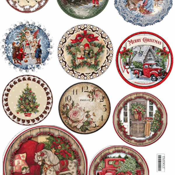 Hartie de orez decupaj globuri de Craciun -3700293, A3-30x42cm.38-40g. Aplicare cu adeziv soft decupaj Maxi Decor.