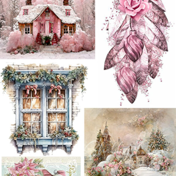 Hartie de orez decupaj Craciun 3700332. A3-30x42cm. 38-40g. Aplicare cu adeziv soft decupaj Maxi Decor.