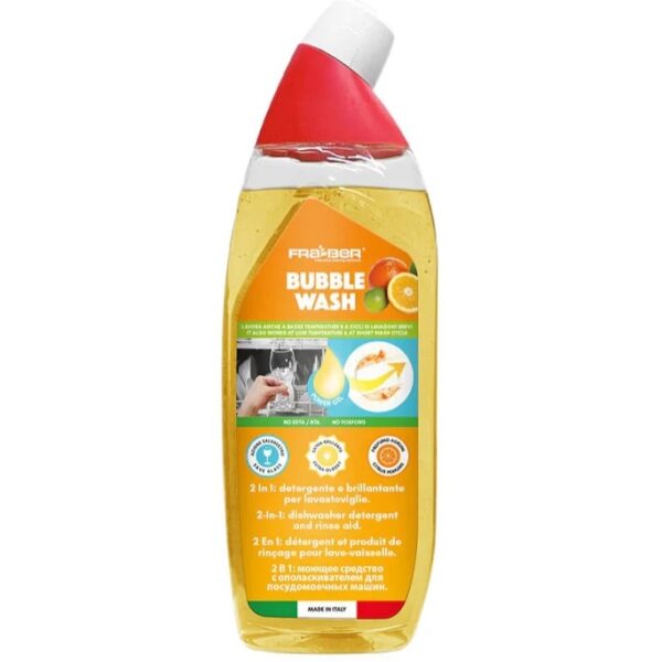 Detergent concentrat pentru mașina de spălat vase FRA-BER Bubble wash 750 ml, detergent și agent de clătire concentrat pentru mașina de spălat vase.