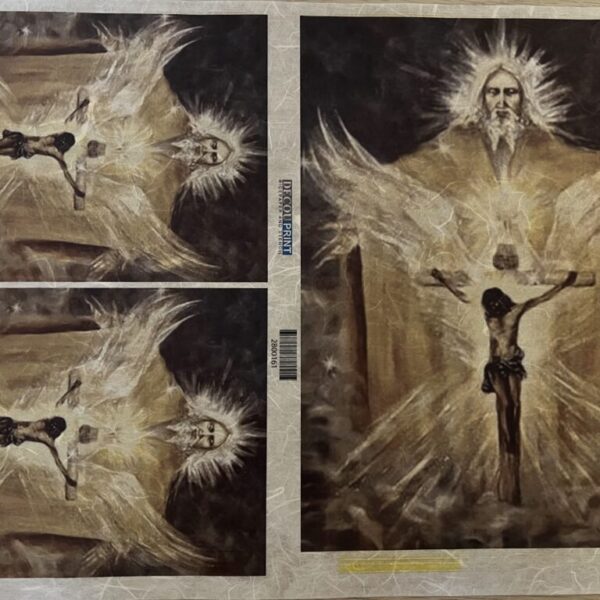 Hartie de orez decupaj Iisus Hristos răstignit 2800161. A3-30x42cm, 38-40g. Aplicare cu adeziv soft decupaj Maxi Decor. 