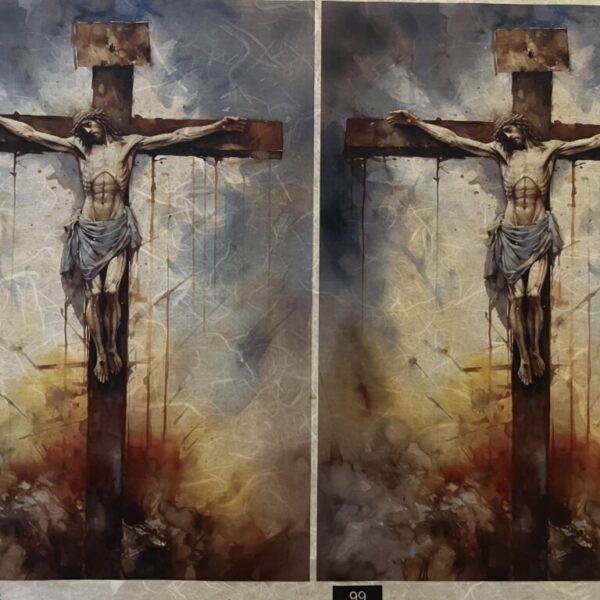 Hartie de orez decupaj Iisus Hristos răstignit- tat-099. A3-30x42cm, 38-40g. Aplicare cu adeziv soft decupaj Maxi Decor. 