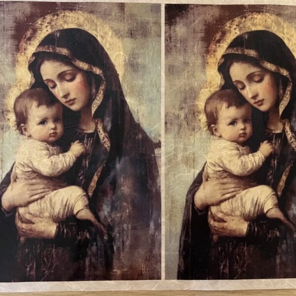 Hartie de orez decupaj Maica Domnului tat-098. A3-30x42cm, 38-40g. Aplicare cu adeziv soft decupaj Maxi Decor. 