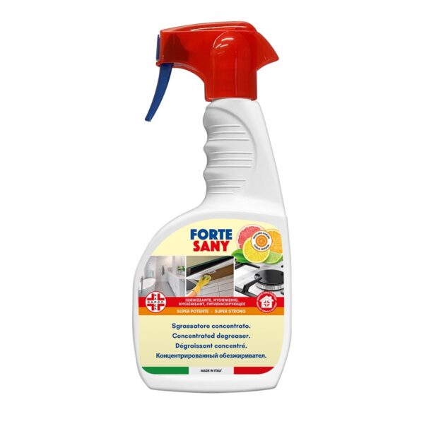 Solutie degresanta si igienizanta pentru bucatarie FRA-BER Forte Sany 750 ml. Indepărteaza ușor murdăria, cum ar fi reziduurile alimentare carbonizate, uleiul și grăsimea.